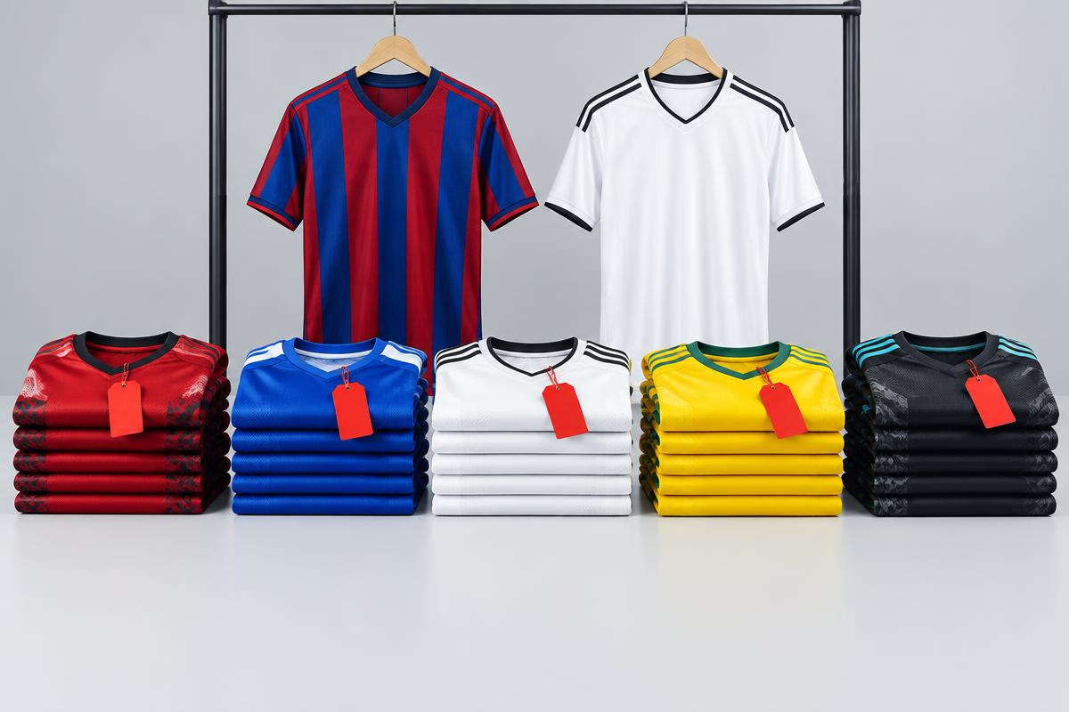 Selección de camisetas con etiquetas de promoción