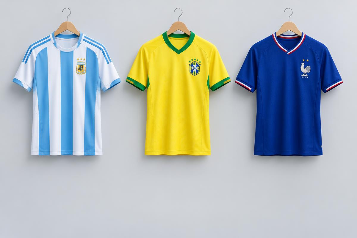 Camisetas representativas de Argentina, Brasil y Francia